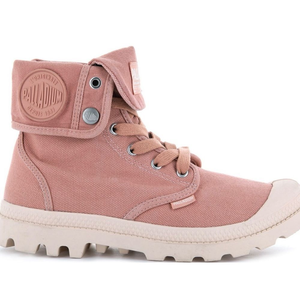 PALLADIUM Women’s Baggy Foldover Lace-up Boot Rose Brick Pink Size 4.5